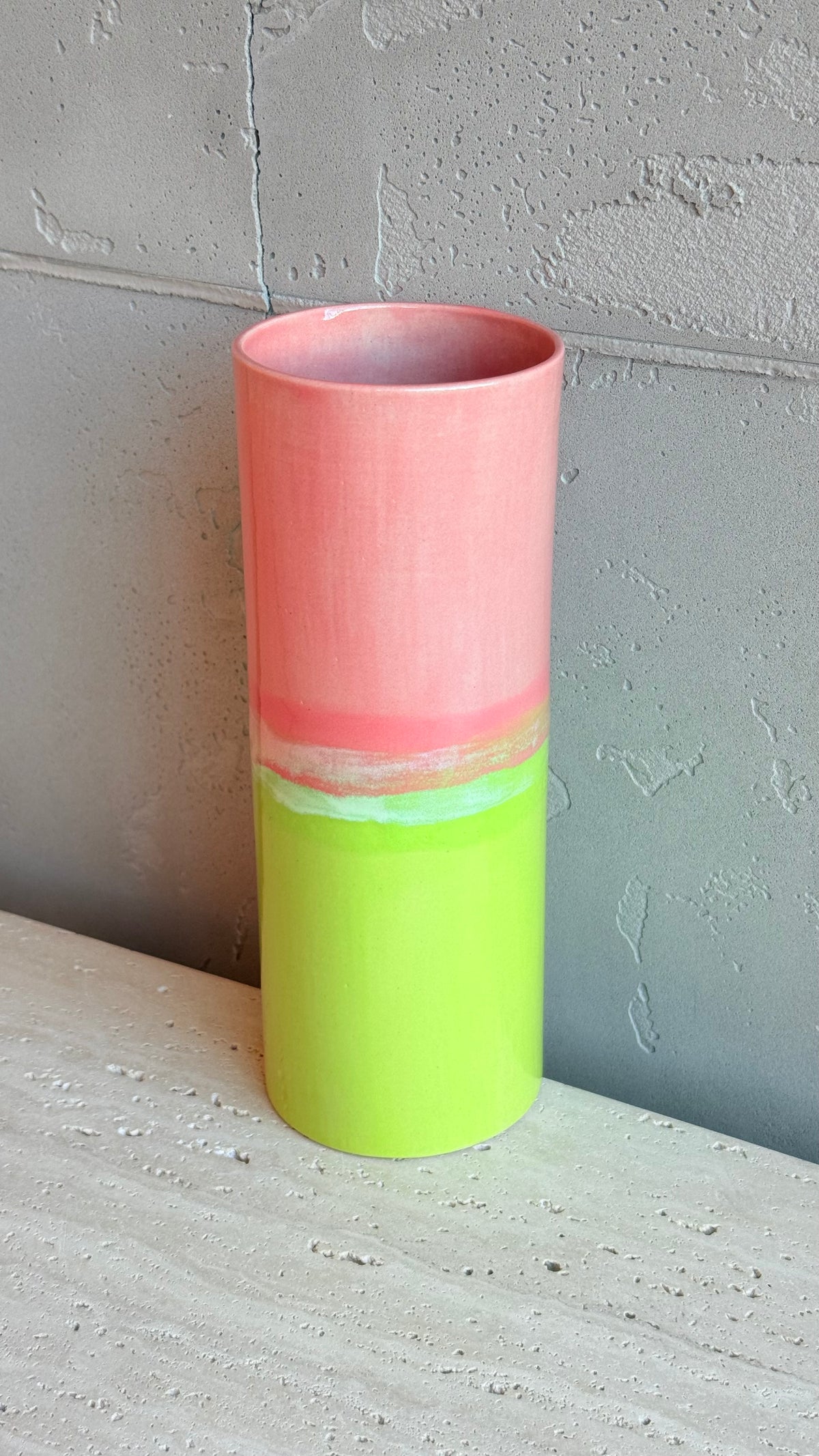 Cylinder Vase 19 - Lime Pink