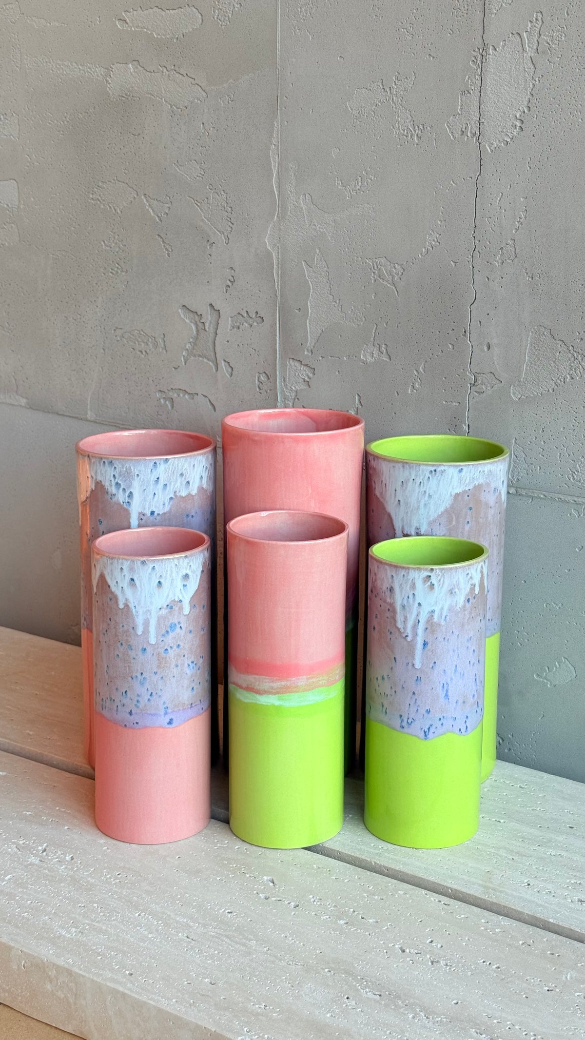 Cylinder Vase 19 - Lime Pink