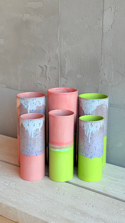 Cylinder Vase 19 - Lime Pink